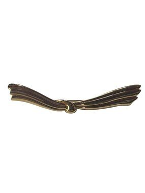 Monet Gold Tone Long Ribbon Knot Design Brooch Bar Pin Vintage 1980s